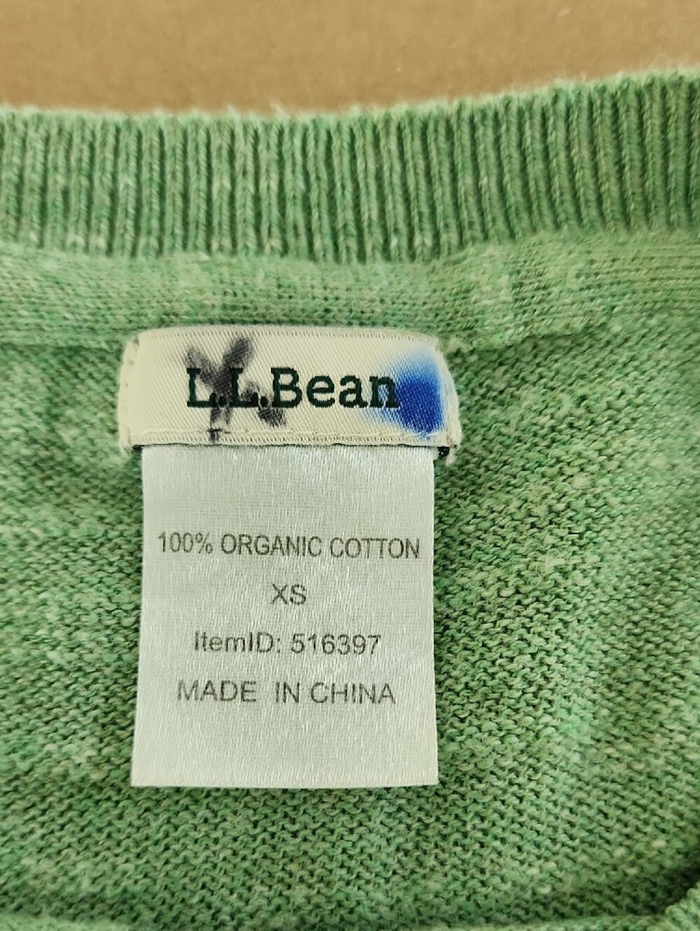 L.L. Bean Organic Cotton Slub Crewneck Sweater Lightweight Sweatshirt Green - Picture 5 of 9